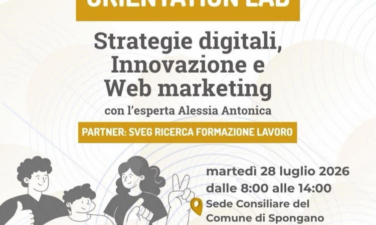 Locandina Orientation Lab Strategie digitali, innovazione e web marketing, Spongano 28 luglio 2026